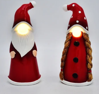 Lighting Face Santa Claus Ceramic Home Decoration