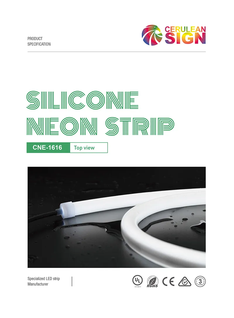 0.6" / 16mm CE / RoHS / UL Listed 24V DC Safety Voltage 270 Degree Emitting Silicone LED Neon Strip
