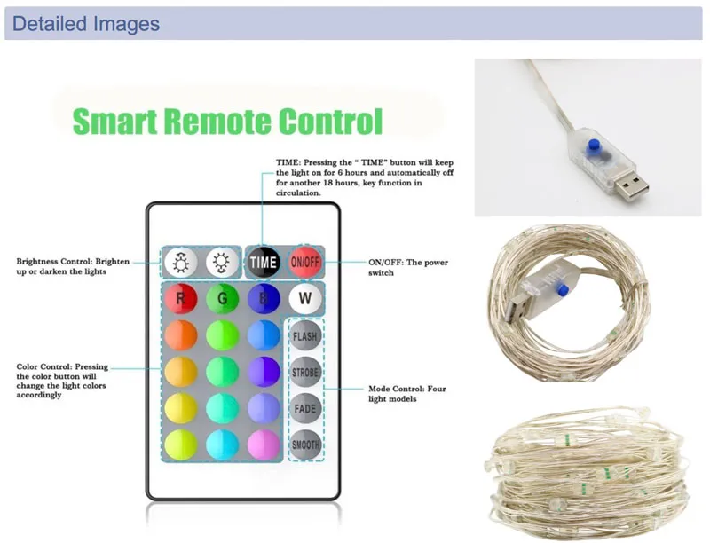 16 Colors Changing RGB USB 5V 5m 10m Remote Control LED Strip Light for Bedroom Party Wedding Xmas