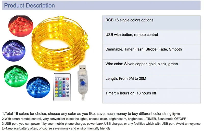 16 Colors Changing RGB USB 5V 5m 10m Remote Control LED Strip Light for Bedroom Party Wedding Xmas