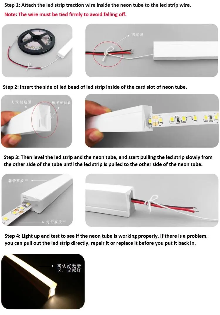 180 Degree Top View Lighting 13*13mm Silicone LED Channel Neon Tube Light