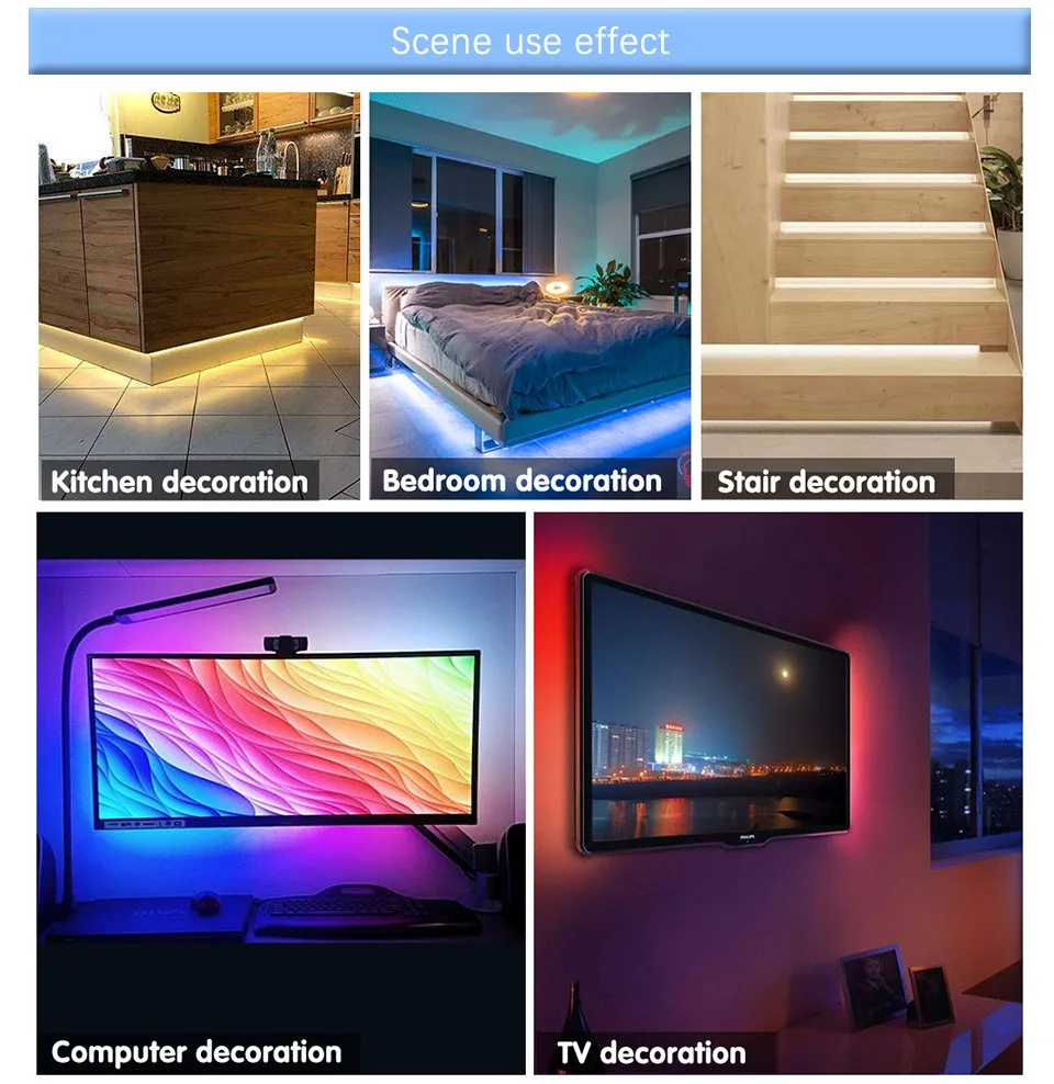 DIY Flexible RGB 5050 LED Light Strip Waterproof LED Strip Lights with 44key Remote Controller