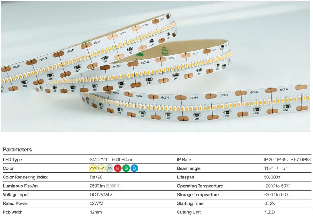 High Brightness LED Waterproof 2110 560 LEDs Strip