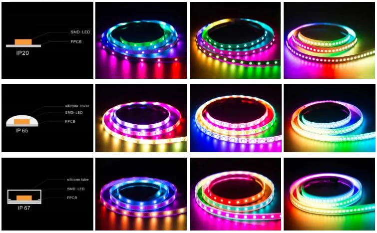 High Quality CE RoHS Addressable 2812 60LEDs Pixel Outdoor Lighting LED Strip Light Ws2812