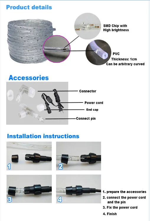 Outdoor New Fancy Two Wire Rope Light IC Lamp with Twinkle Chos Strobe Effect for Christmas Decoration