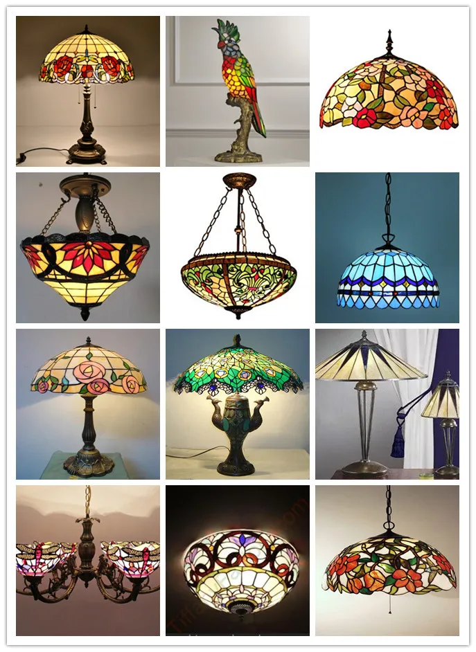 Tiffany Style Stained Glass Floor Lamp with Handmade Stained Glass